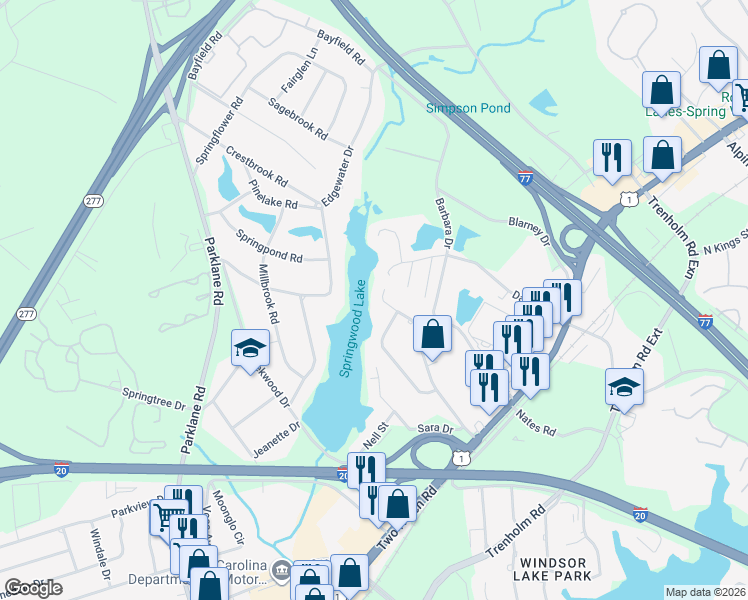 map of restaurants, bars, coffee shops, grocery stores, and more near 1693 Horseshoe Drive in Columbia