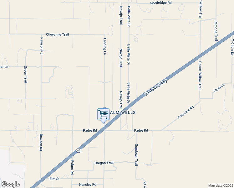 map of restaurants, bars, coffee shops, grocery stores, and more near 9467 Navajo Trail in Morongo Valley