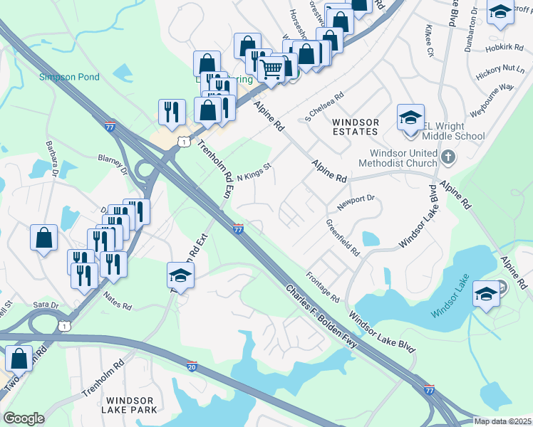 map of restaurants, bars, coffee shops, grocery stores, and more near 1103 Pinelane Road in Columbia