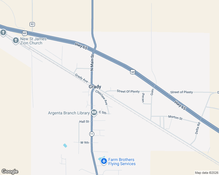 map of restaurants, bars, coffee shops, grocery stores, and more near 306 Street Of Plenty in Grady