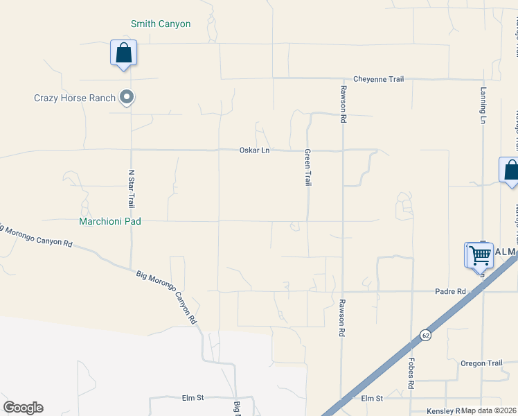 map of restaurants, bars, coffee shops, grocery stores, and more near 50870 Mecca Road in Morongo Valley