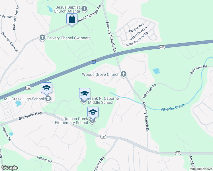 map of restaurants, bars, coffee shops, grocery stores, and more near 4869 Lily Stem Drive in Auburn