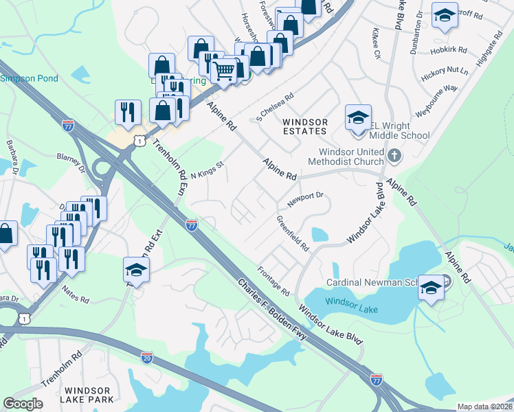 map of restaurants, bars, coffee shops, grocery stores, and more near 4 Chesapeake Court in Columbia