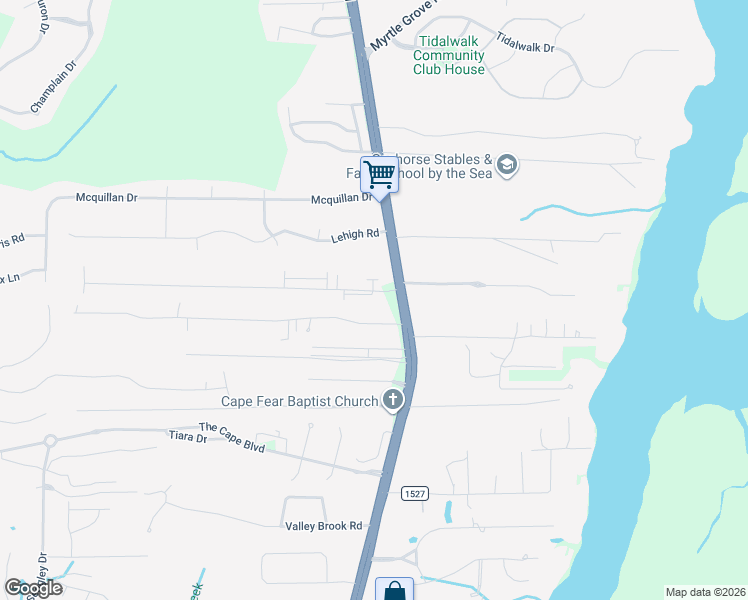map of restaurants, bars, coffee shops, grocery stores, and more near 815 Inlet Acres Dr in Wilmington