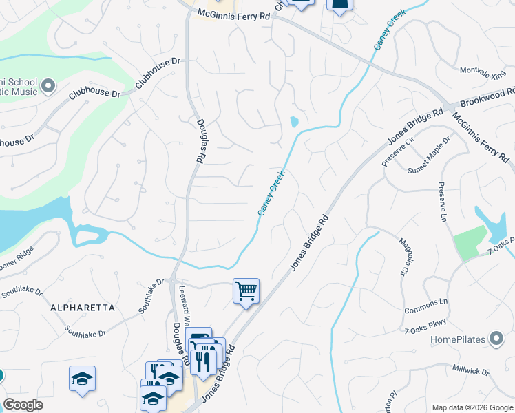 map of restaurants, bars, coffee shops, grocery stores, and more near 5378 Newport Bay Passage in Alpharetta