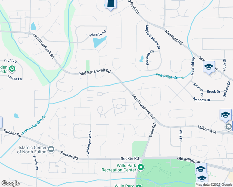 map of restaurants, bars, coffee shops, grocery stores, and more near 3032 Steeplechase Drive in Alpharetta