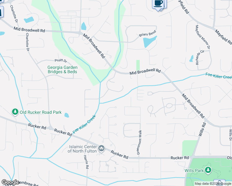 map of restaurants, bars, coffee shops, grocery stores, and more near 1135 Jennifer Oaks Drive in Alpharetta