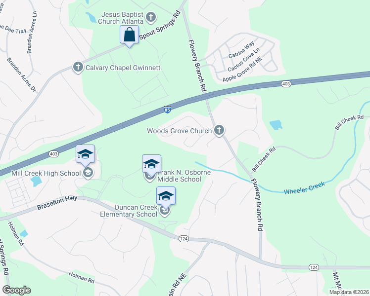 map of restaurants, bars, coffee shops, grocery stores, and more near 4869 Lily Stem Drive in Auburn