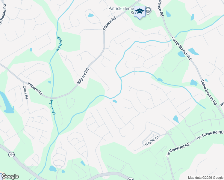 map of restaurants, bars, coffee shops, grocery stores, and more near 3401 Southpointe Hill Drive Northeast in Buford