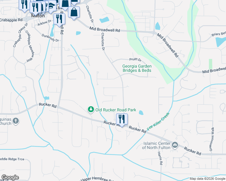 map of restaurants, bars, coffee shops, grocery stores, and more near 915 Reece Road in Alpharetta