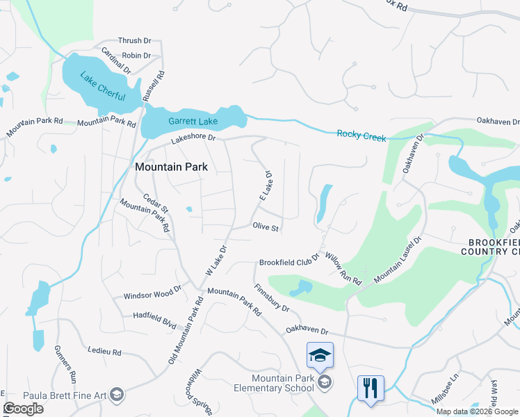 map of restaurants, bars, coffee shops, grocery stores, and more near 112 Juniper Street in Roswell