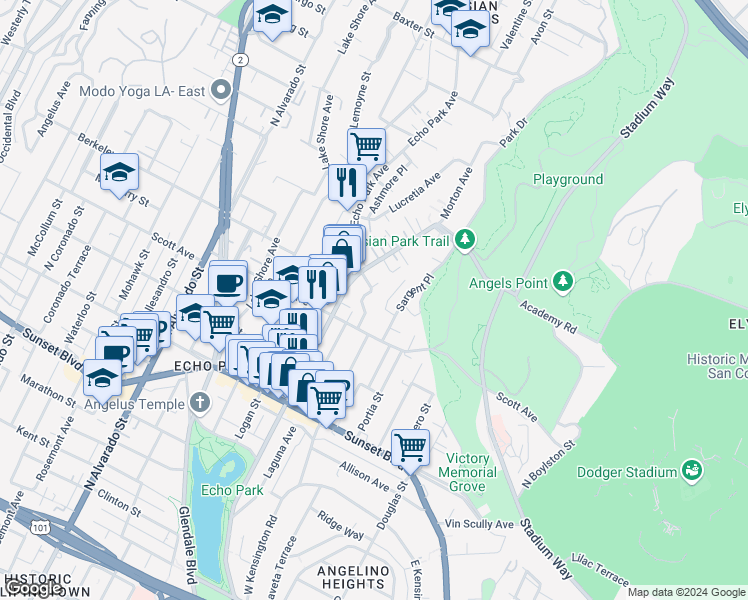 map of restaurants, bars, coffee shops, grocery stores, and more near 1538 Parmer Avenue in Los Angeles