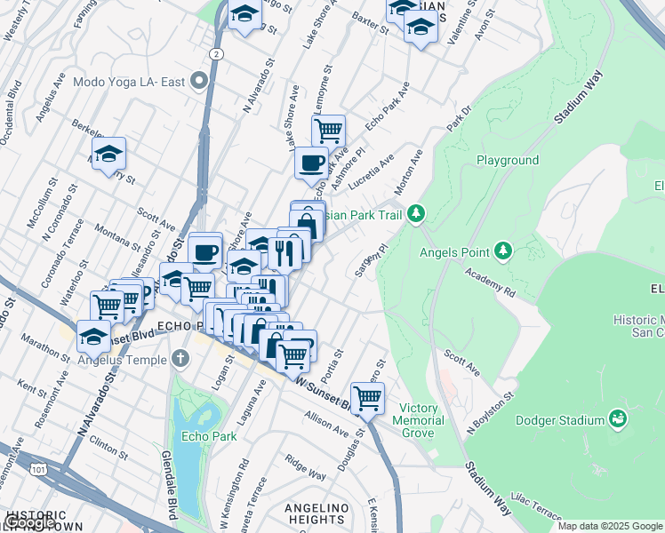 map of restaurants, bars, coffee shops, grocery stores, and more near 1538 Parmer Avenue in Los Angeles