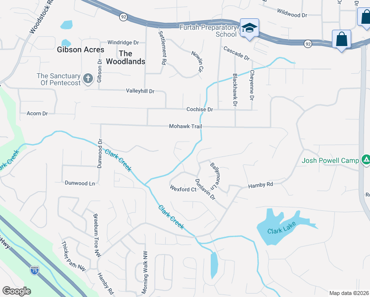 map of restaurants, bars, coffee shops, grocery stores, and more near 810 Tramore Court in Acworth