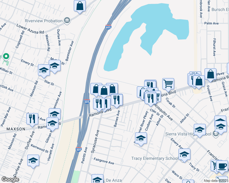 map of restaurants, bars, coffee shops, grocery stores, and more near 3813 Durbin St in Irwindale
