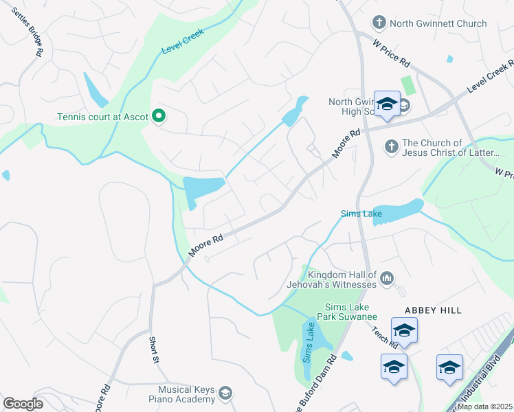 map of restaurants, bars, coffee shops, grocery stores, and more near 4881 Belle Estates Road in Suwanee