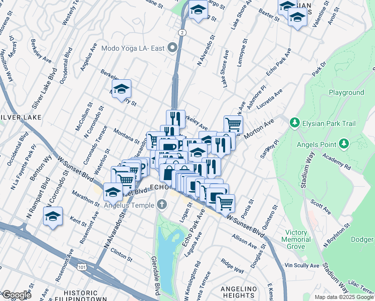 map of restaurants, bars, coffee shops, grocery stores, and more near in Los Angeles