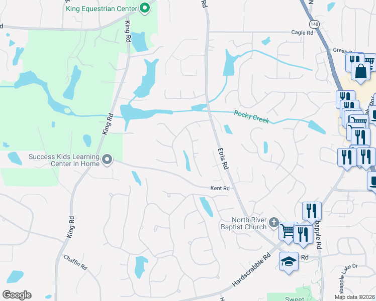 map of restaurants, bars, coffee shops, grocery stores, and more near 12250 Asbury Park Drive in Roswell