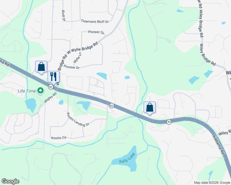 map of restaurants, bars, coffee shops, grocery stores, and more near 204 Daventry Way in Woodstock