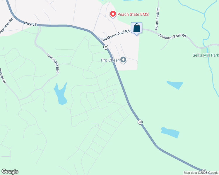map of restaurants, bars, coffee shops, grocery stores, and more near 80 Echo Court in Hoschton