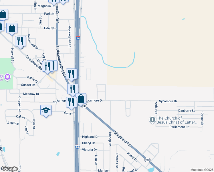 map of restaurants, bars, coffee shops, grocery stores, and more near 911 Kathryn Street in Burkburnett