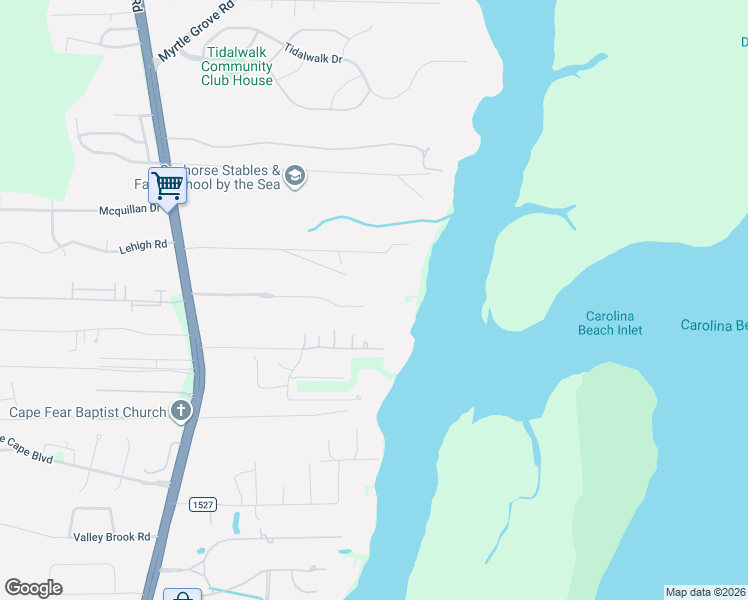 map of restaurants, bars, coffee shops, grocery stores, and more near 7181 Carolina Beach Road in Wilmington