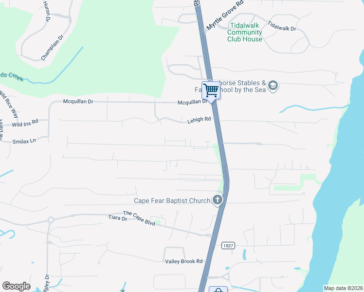 map of restaurants, bars, coffee shops, grocery stores, and more near 801 Carolina Inlet Acres Road in Wilmington