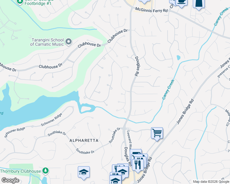 map of restaurants, bars, coffee shops, grocery stores, and more near 3715 Newport Bay Drive in Alpharetta
