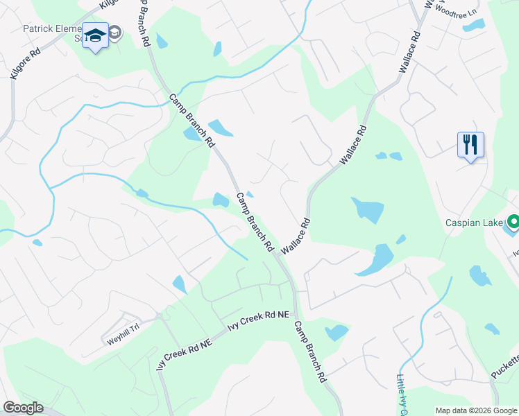 map of restaurants, bars, coffee shops, grocery stores, and more near 3052 Biltmore Woods Drive in Buford