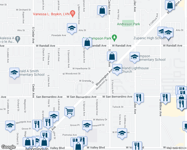 map of restaurants, bars, coffee shops, grocery stores, and more near 778 Bloomington Avenue in Bloomington