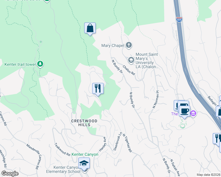 map of restaurants, bars, coffee shops, grocery stores, and more near 1204 Chickory Lane in Los Angeles