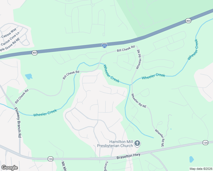 map of restaurants, bars, coffee shops, grocery stores, and more near 1697 Greenspring Court in Hoschton