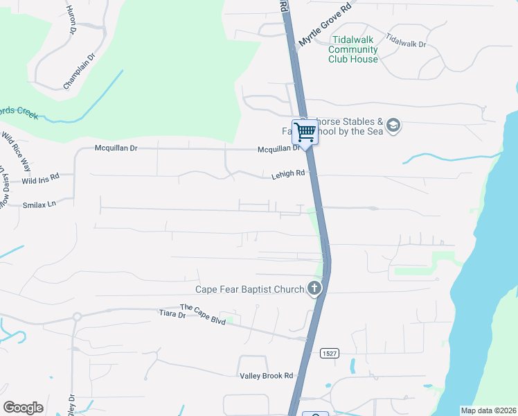 map of restaurants, bars, coffee shops, grocery stores, and more near 7148 Carolina Beach Road in Wilmington