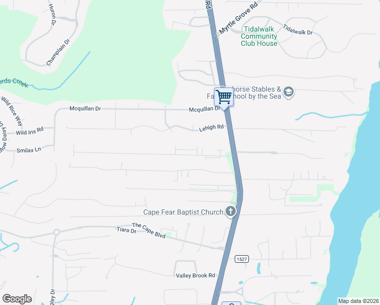 map of restaurants, bars, coffee shops, grocery stores, and more near 7148 Carolina Beach Road in Wilmington