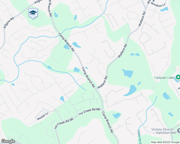 map of restaurants, bars, coffee shops, grocery stores, and more near 3045 Camp Branch Road in Buford