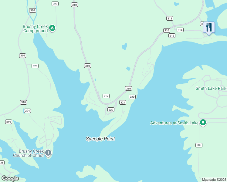 map of restaurants, bars, coffee shops, grocery stores, and more near 2465 County Road 310 in Crane Hill