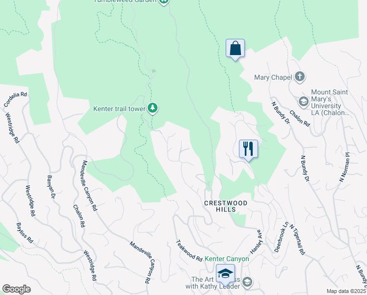 map of restaurants, bars, coffee shops, grocery stores, and more near 1406 North Kenter Avenue in Los Angeles