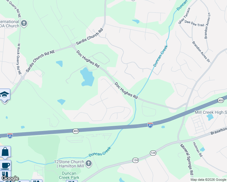 map of restaurants, bars, coffee shops, grocery stores, and more near 2295 Lake Cove Court in Buford