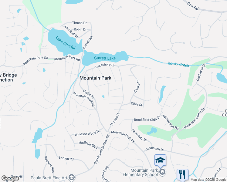 map of restaurants, bars, coffee shops, grocery stores, and more near 127 Plum Street in Roswell