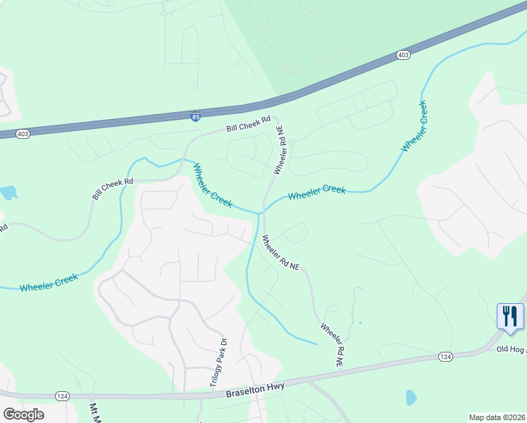 map of restaurants, bars, coffee shops, grocery stores, and more near 2325 Woodmarsh Circle in Auburn