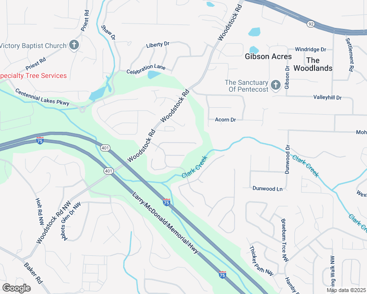 map of restaurants, bars, coffee shops, grocery stores, and more near 2526 Centennial Commons View Northwest in Acworth