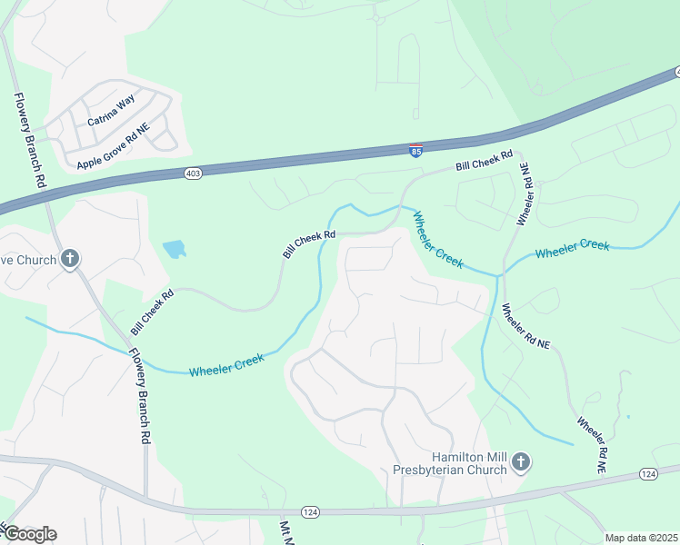 map of restaurants, bars, coffee shops, grocery stores, and more near 4495 Trilogy Park Trail Northeast in Hoschton