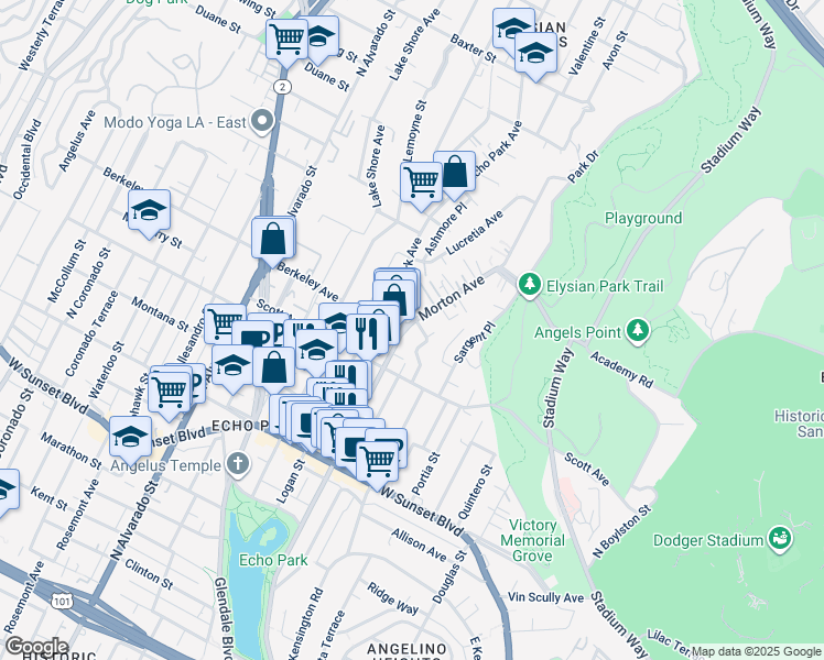 map of restaurants, bars, coffee shops, grocery stores, and more near in Los Angeles
