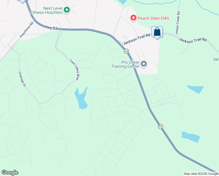 map of restaurants, bars, coffee shops, grocery stores, and more near 171 michigan cir in Hoschton