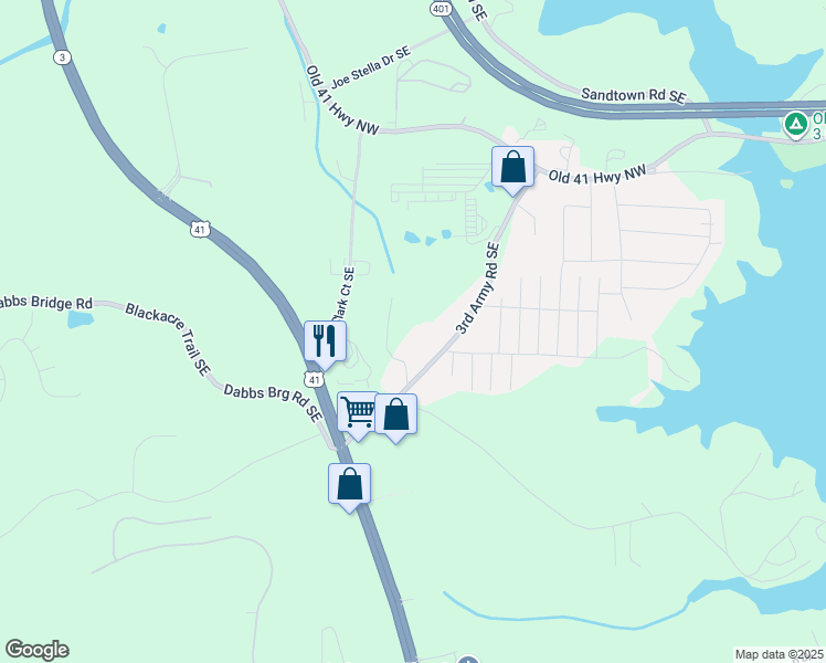 map of restaurants, bars, coffee shops, grocery stores, and more near 50 Kelli Clark Court Southeast in Cartersville