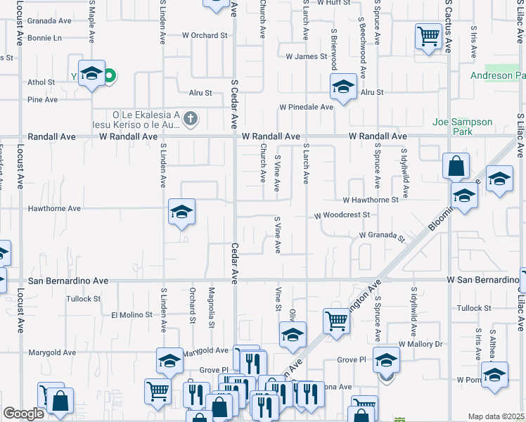map of restaurants, bars, coffee shops, grocery stores, and more near 1228 West Woodcrest Street in Bloomington