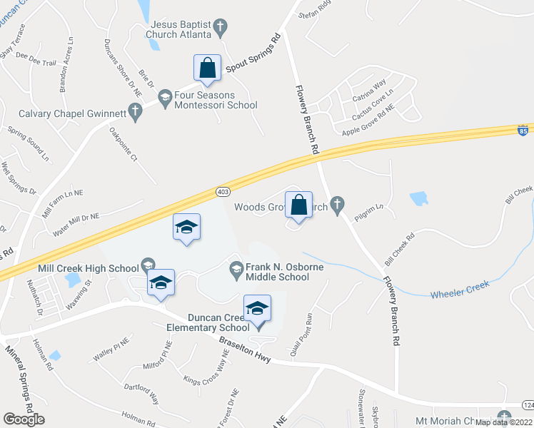 map of restaurants, bars, coffee shops, grocery stores, and more near 1970 Lily Stem Trail Northeast in Auburn