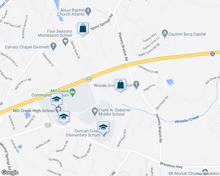 map of restaurants, bars, coffee shops, grocery stores, and more near 1950 Lily Stem Trail Northeast in Auburn
