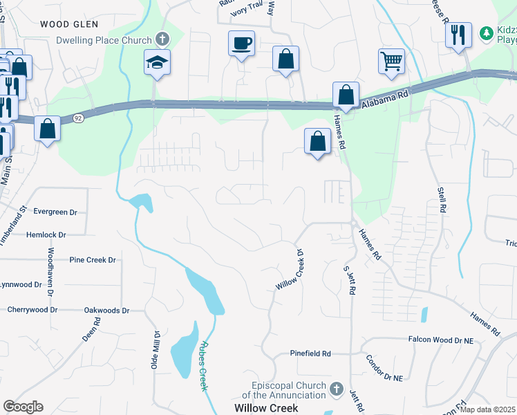map of restaurants, bars, coffee shops, grocery stores, and more near 1926 Brittania Circle in Woodstock