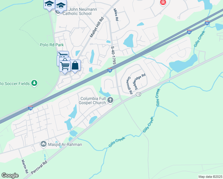 map of restaurants, bars, coffee shops, grocery stores, and more near 26 Sweetoak Court in Columbia